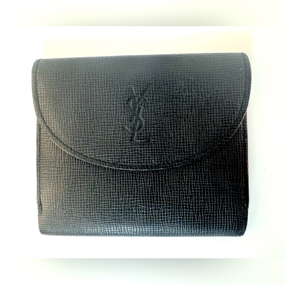 YSL Wallet Yves Saint Laurent Black Clutch 80s GWP Authentic Vintage YSL Wallet - Picture 12 of 13